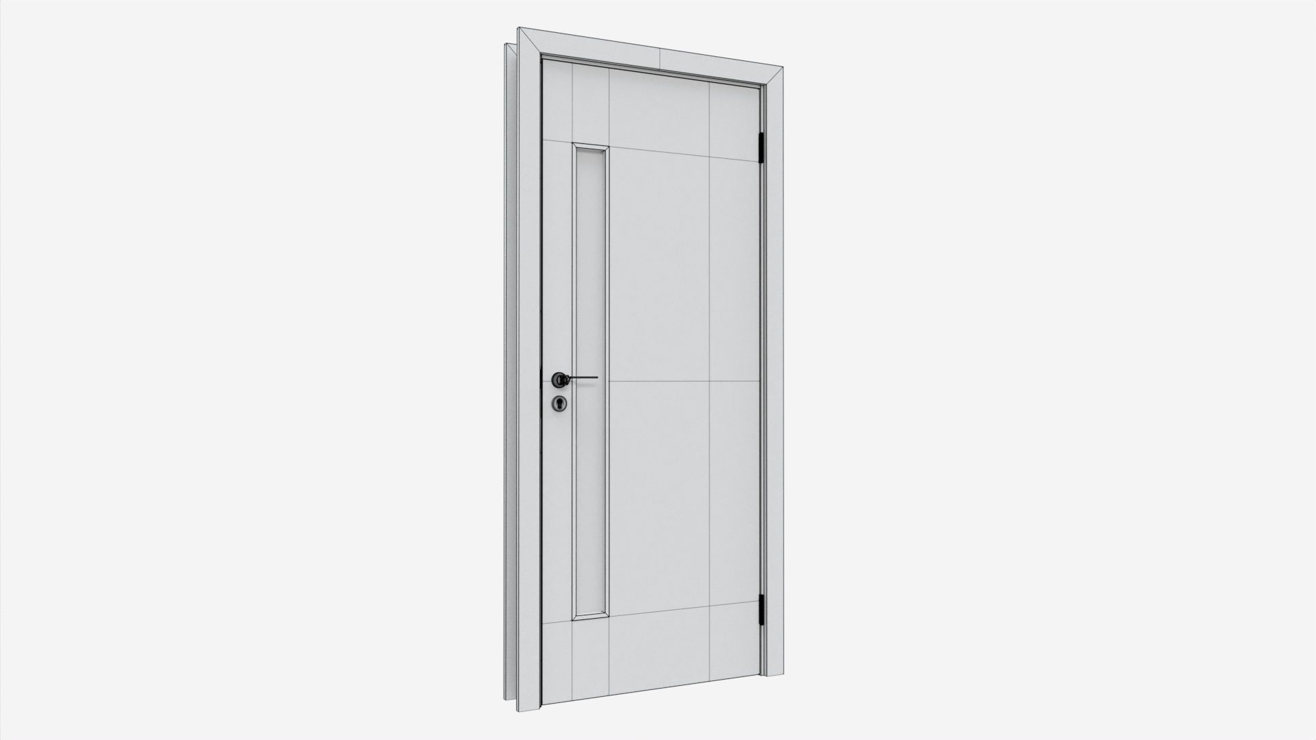 Modern Wooden Interior Door with Furniture 002 3D model_6