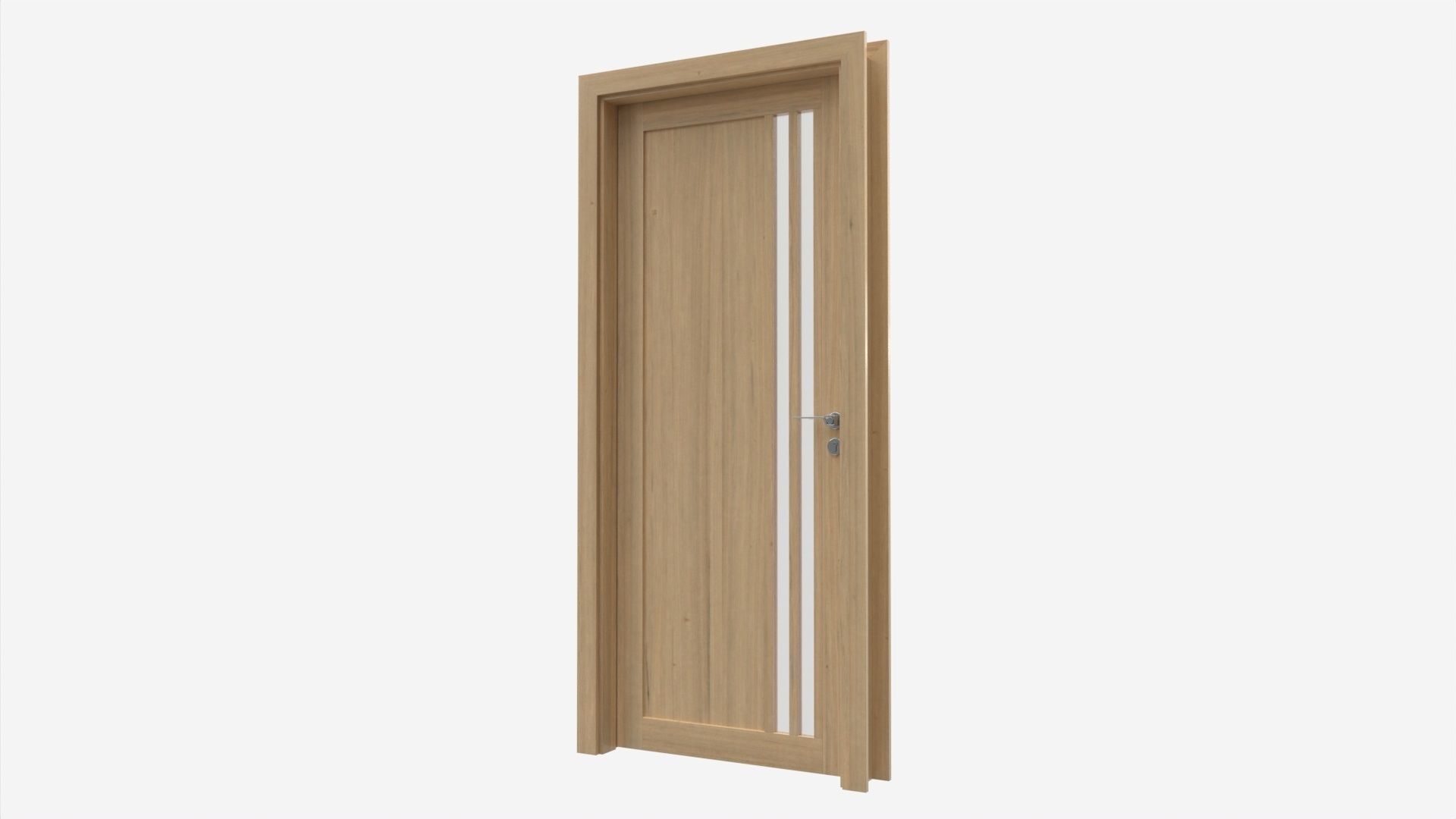 Modern Wooden Interior Door with Furniture 003 3D model_1