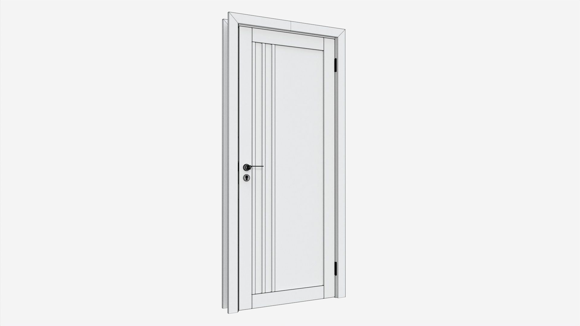 Modern Wooden Interior Door with Furniture 003 3D model_6