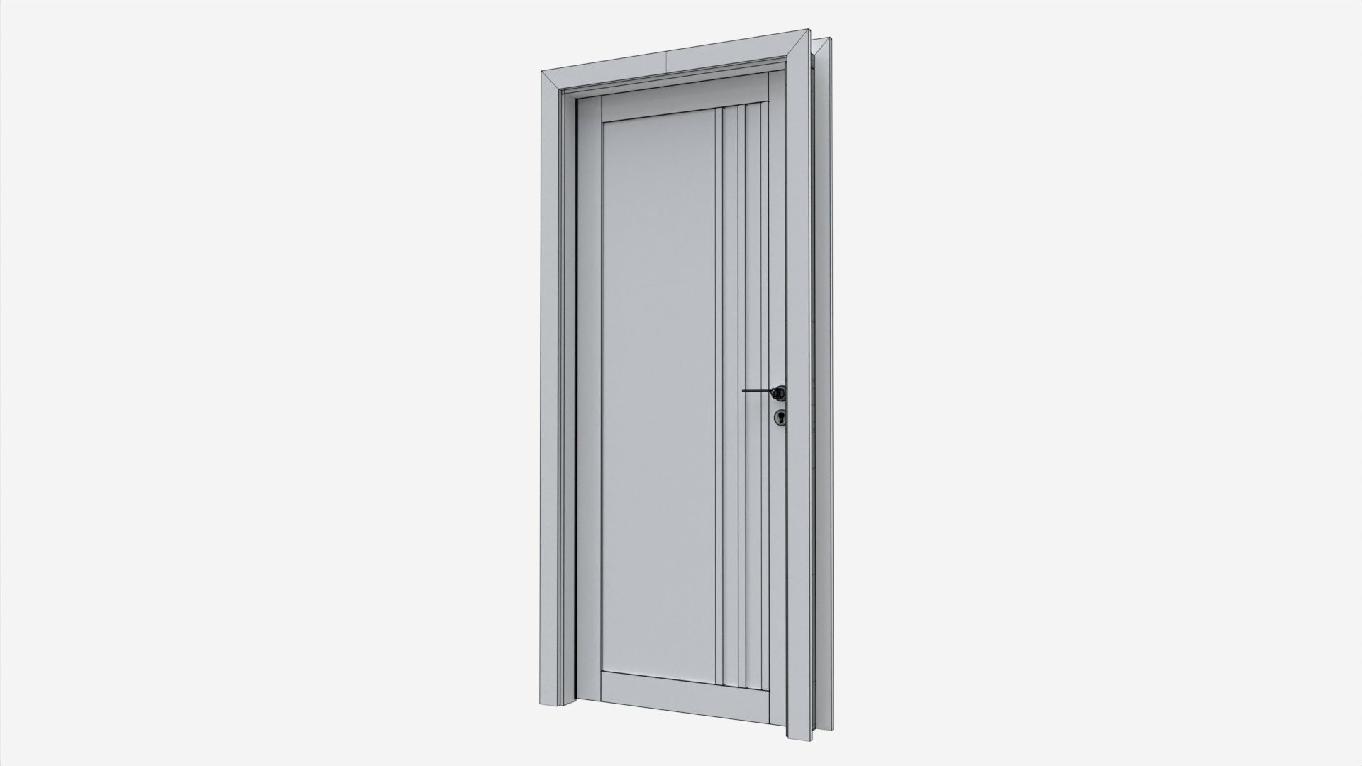 Modern Wooden Interior Door with Furniture 003 3D model_7