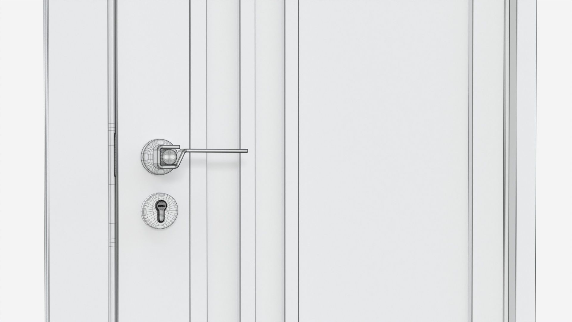 Modern Wooden Interior Door with Furniture 003 3D model_8