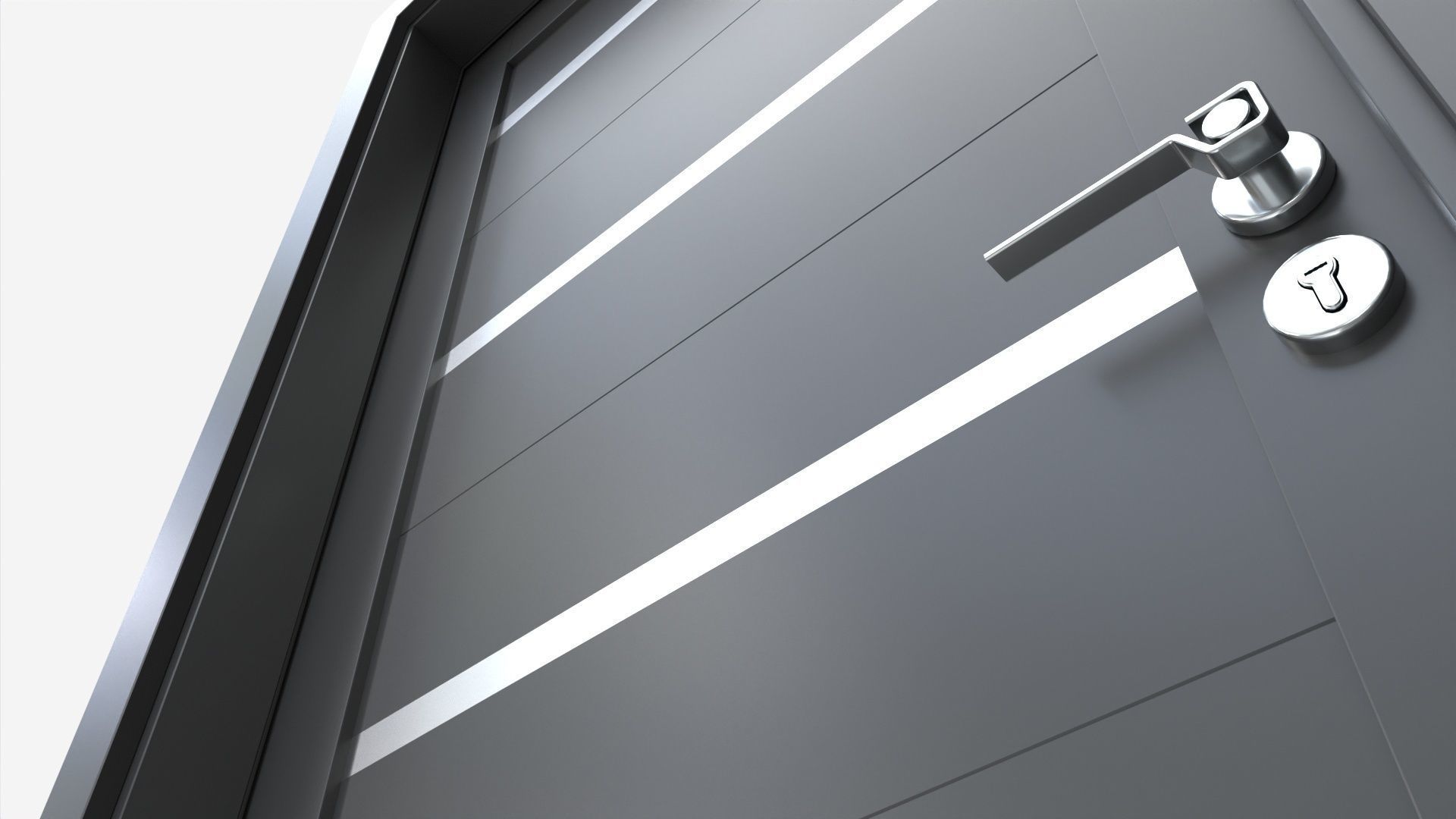 Modern Wooden Interior Door with Furniture 004 3D model_4