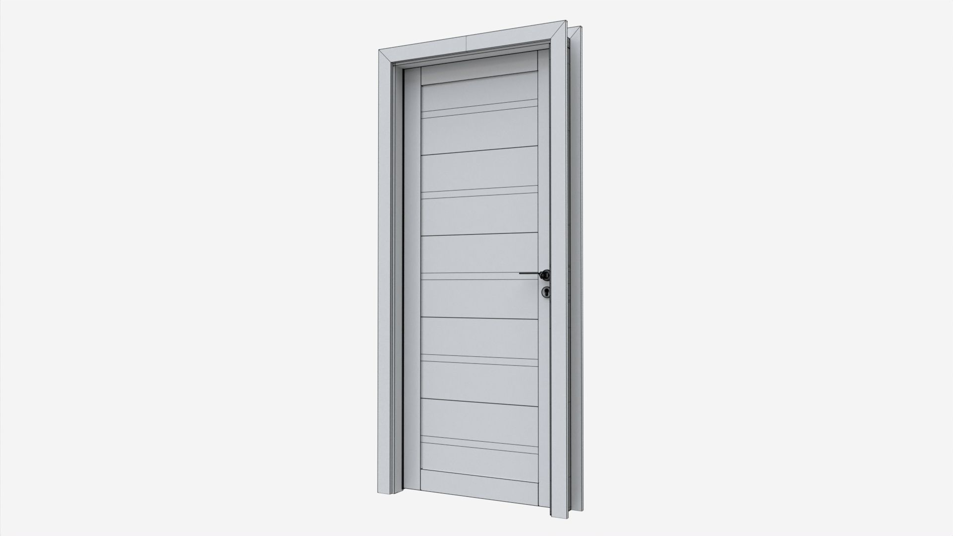 Modern Wooden Interior Door with Furniture 004 3D model_7