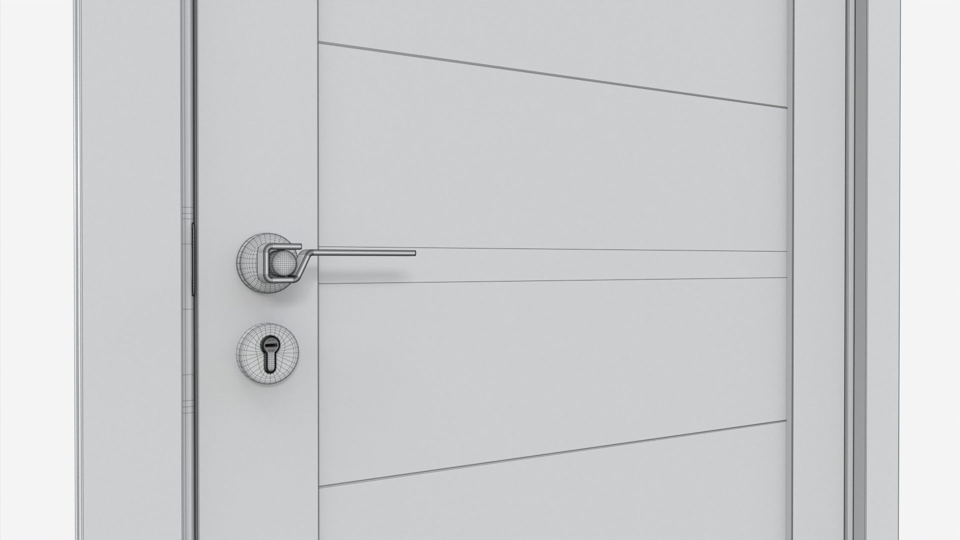 Modern Wooden Interior Door with Furniture 004 3D model_8