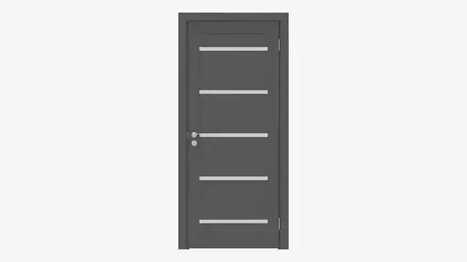 Modern Wooden Interior Door with Furniture 004 3D model
