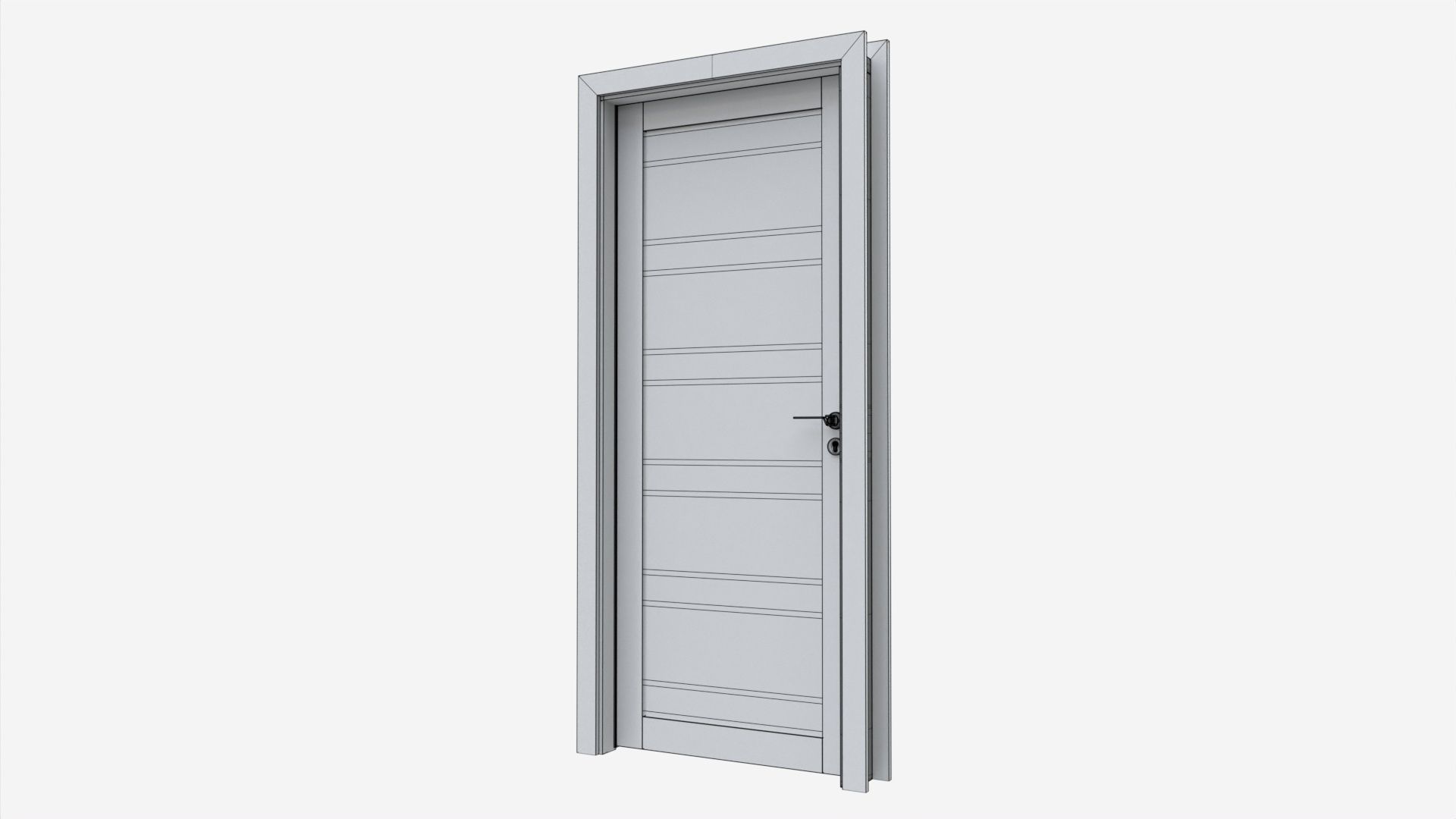 Modern Wooden Interior Door with Furniture 005 3D model_7