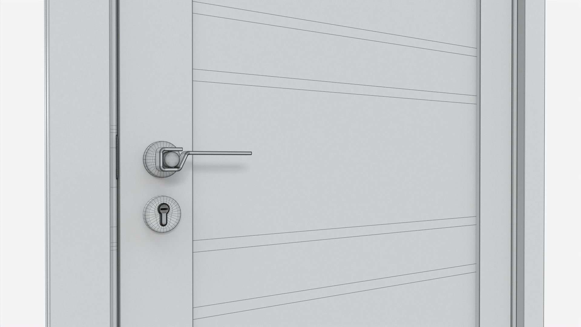 Modern Wooden Interior Door with Furniture 005 3D model_8