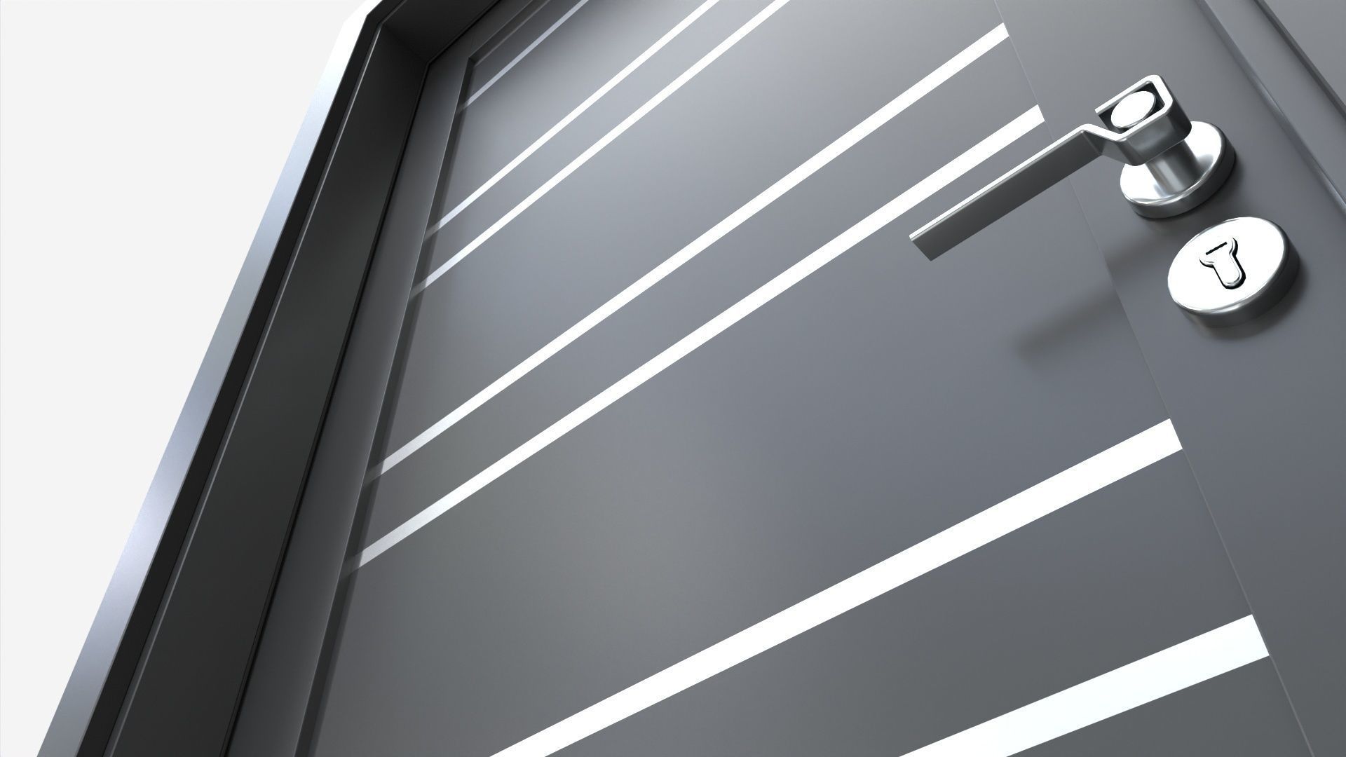 Modern Wooden Interior Door with Furniture 005 3D model_4