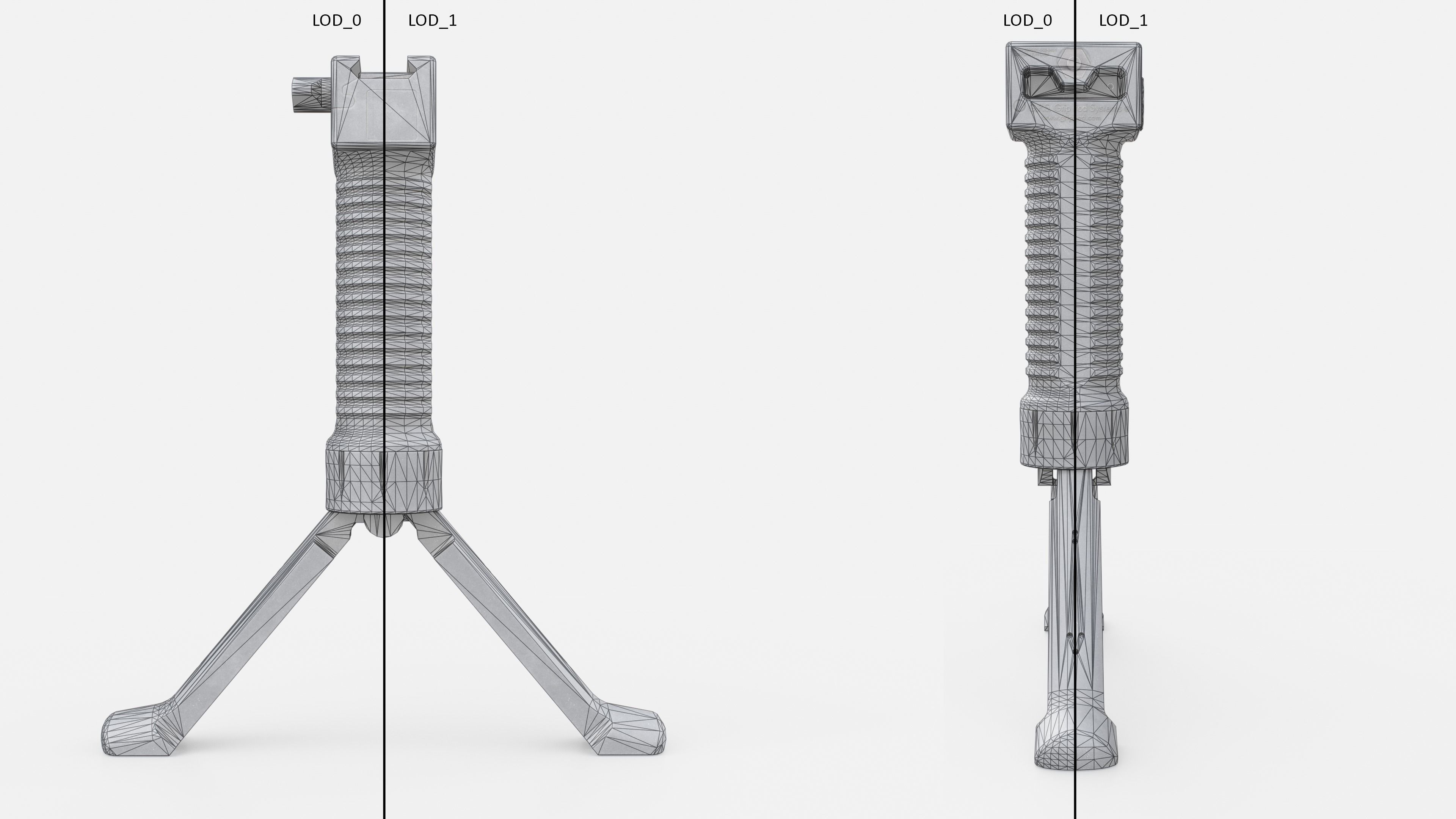 Grip Pod GPS-02 Vertical Grip Bipod Low-poly 3D model_26