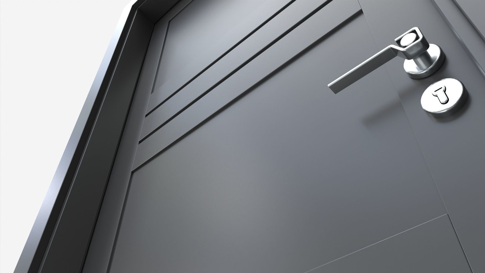 Modern Wooden Interior Door with Furniture 006 3D model_4