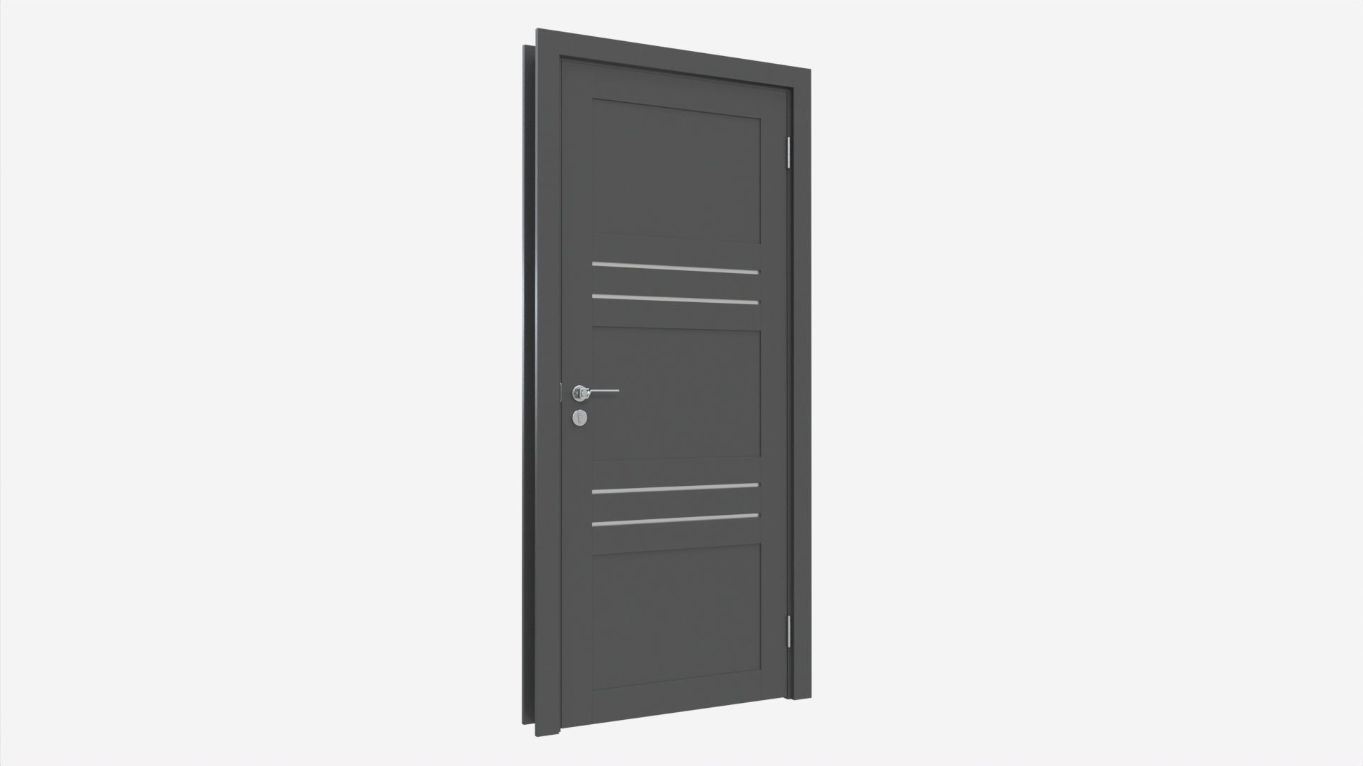 Modern Wooden Interior Door with Furniture 006 3D model_1