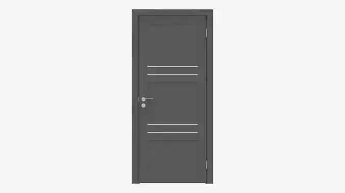 Modern Wooden Interior Door with Furniture 006 3D model