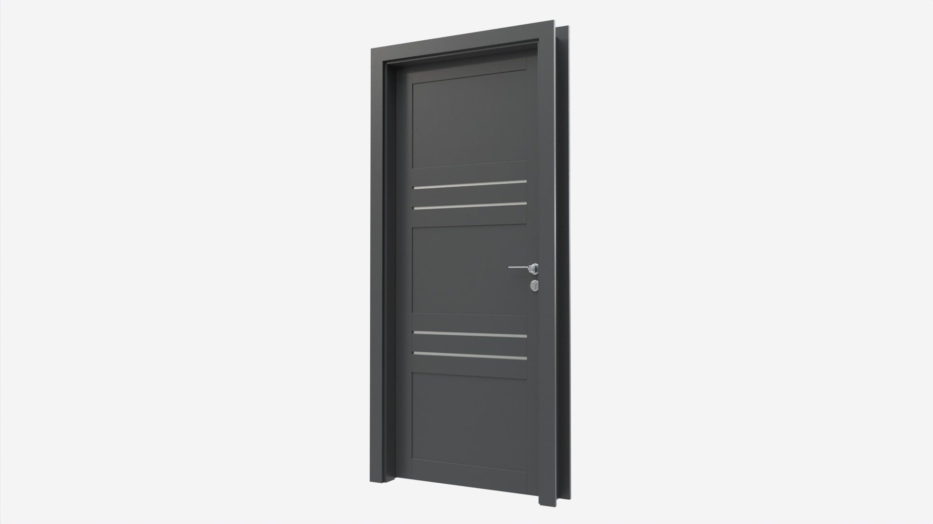 Modern Wooden Interior Door with Furniture 006 3D model_2