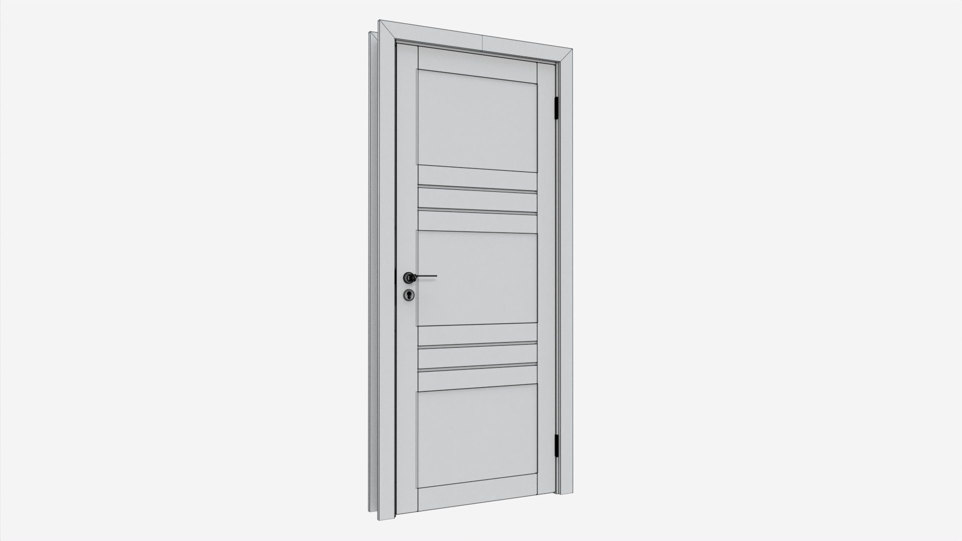Modern Wooden Interior Door with Furniture 006 3D model_6