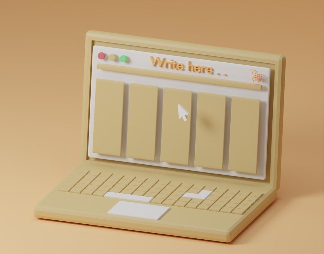 Notebook And Coffee 3D model_2