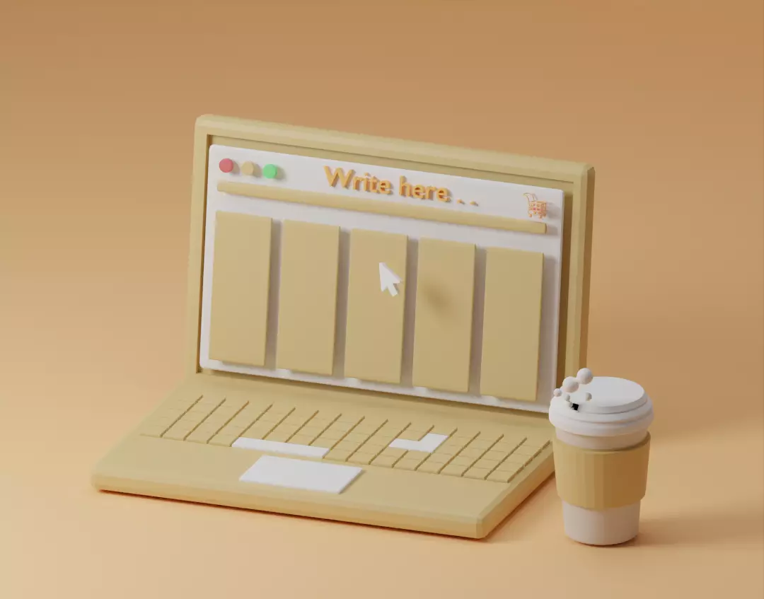 Notebook And Coffee 3D model_0