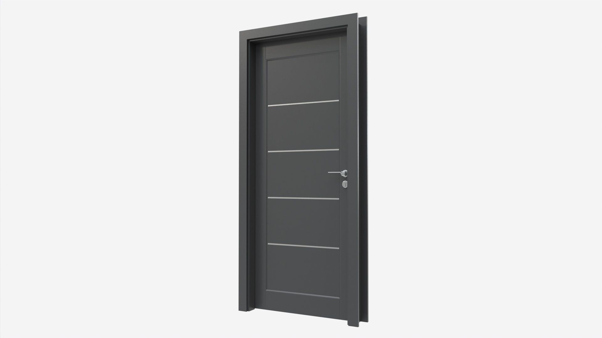Modern Wooden Interior Door with Furniture 007 3D model_2