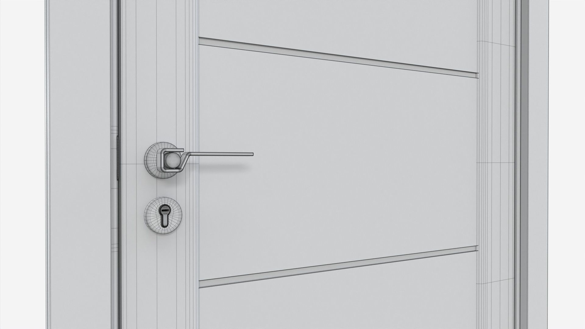 Modern Wooden Interior Door with Furniture 007 3D model_8