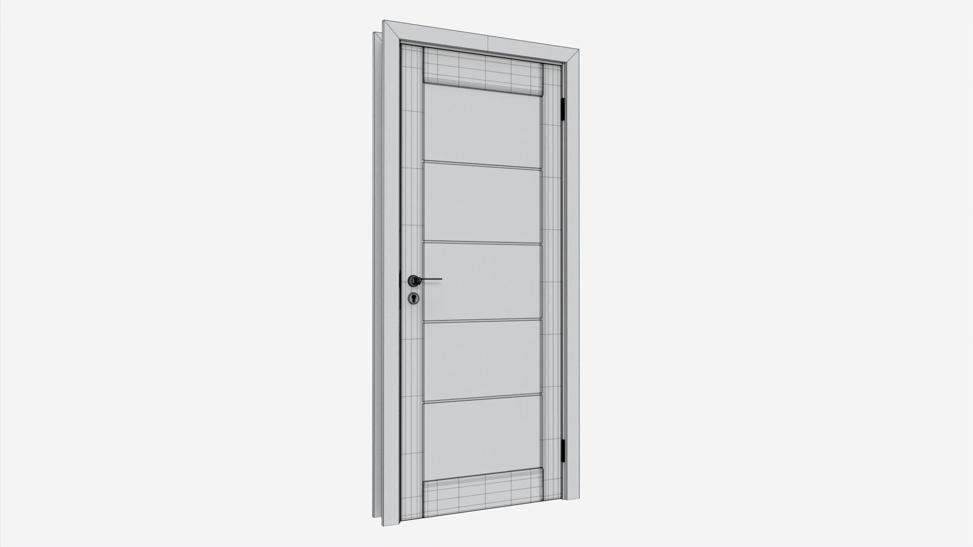 Modern Wooden Interior Door with Furniture 007 3D model_6