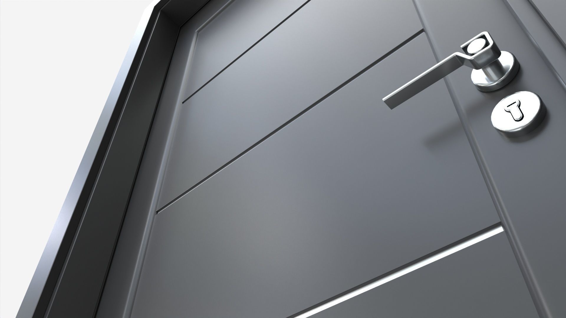 Modern Wooden Interior Door with Furniture 007 3D model_4