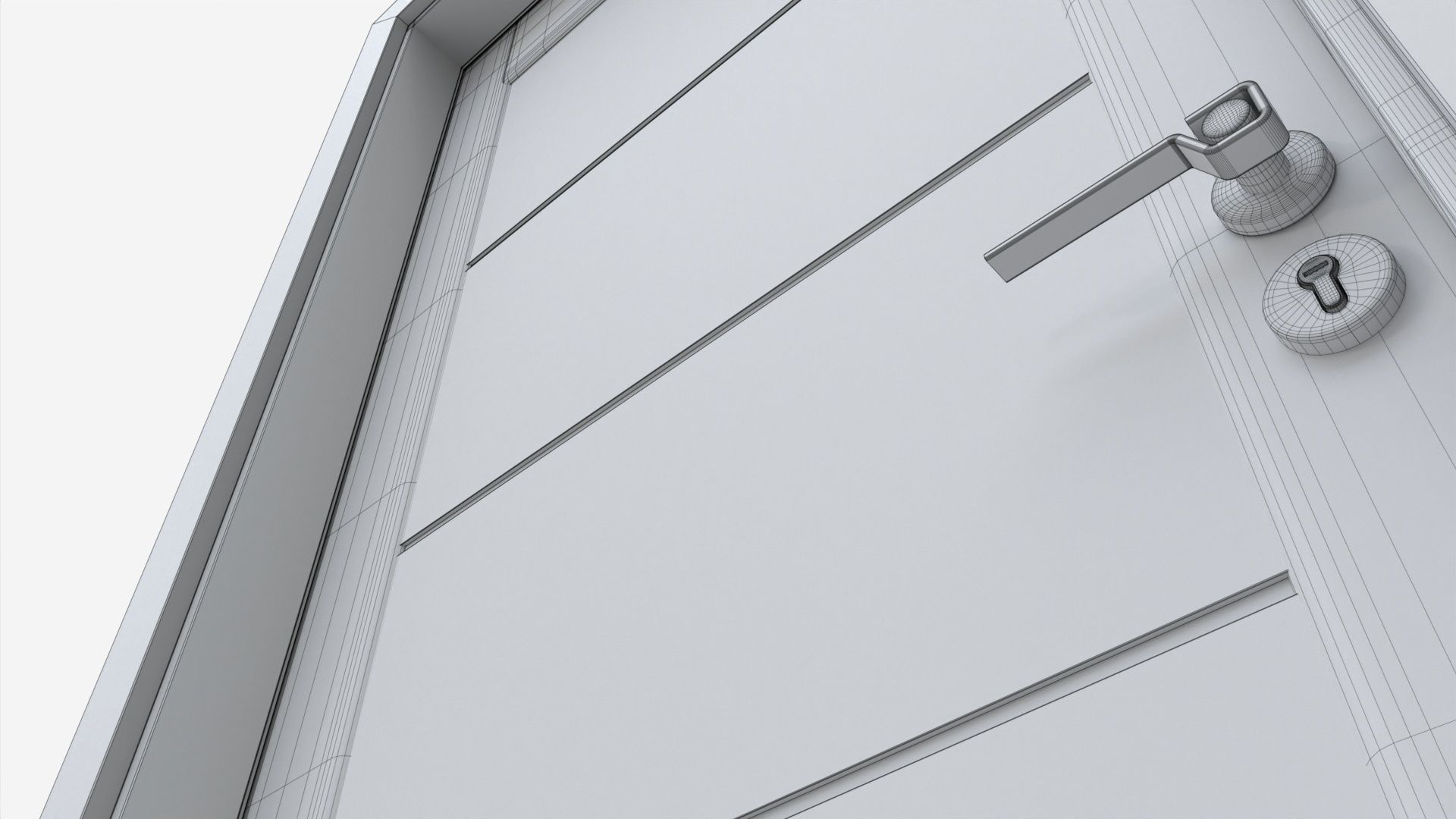 Modern Wooden Interior Door with Furniture 007 3D model_9