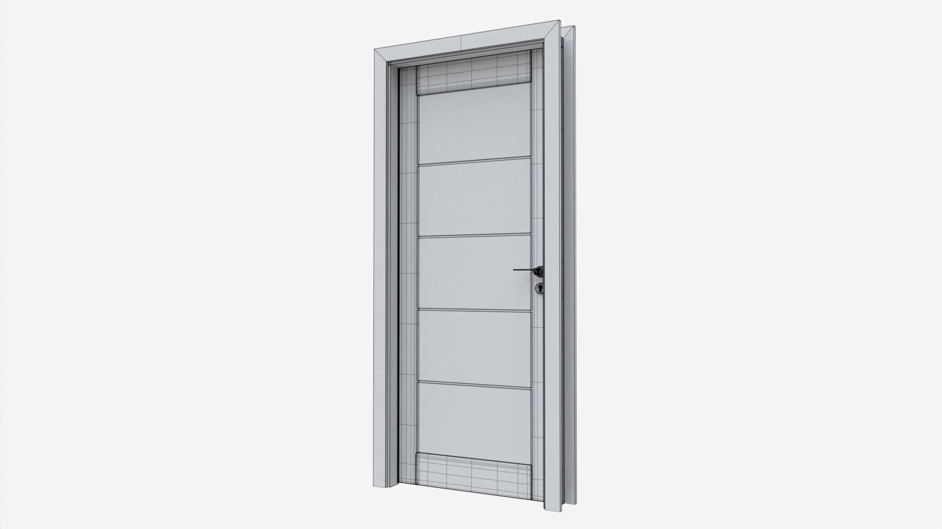 Modern Wooden Interior Door with Furniture 007 3D model_7