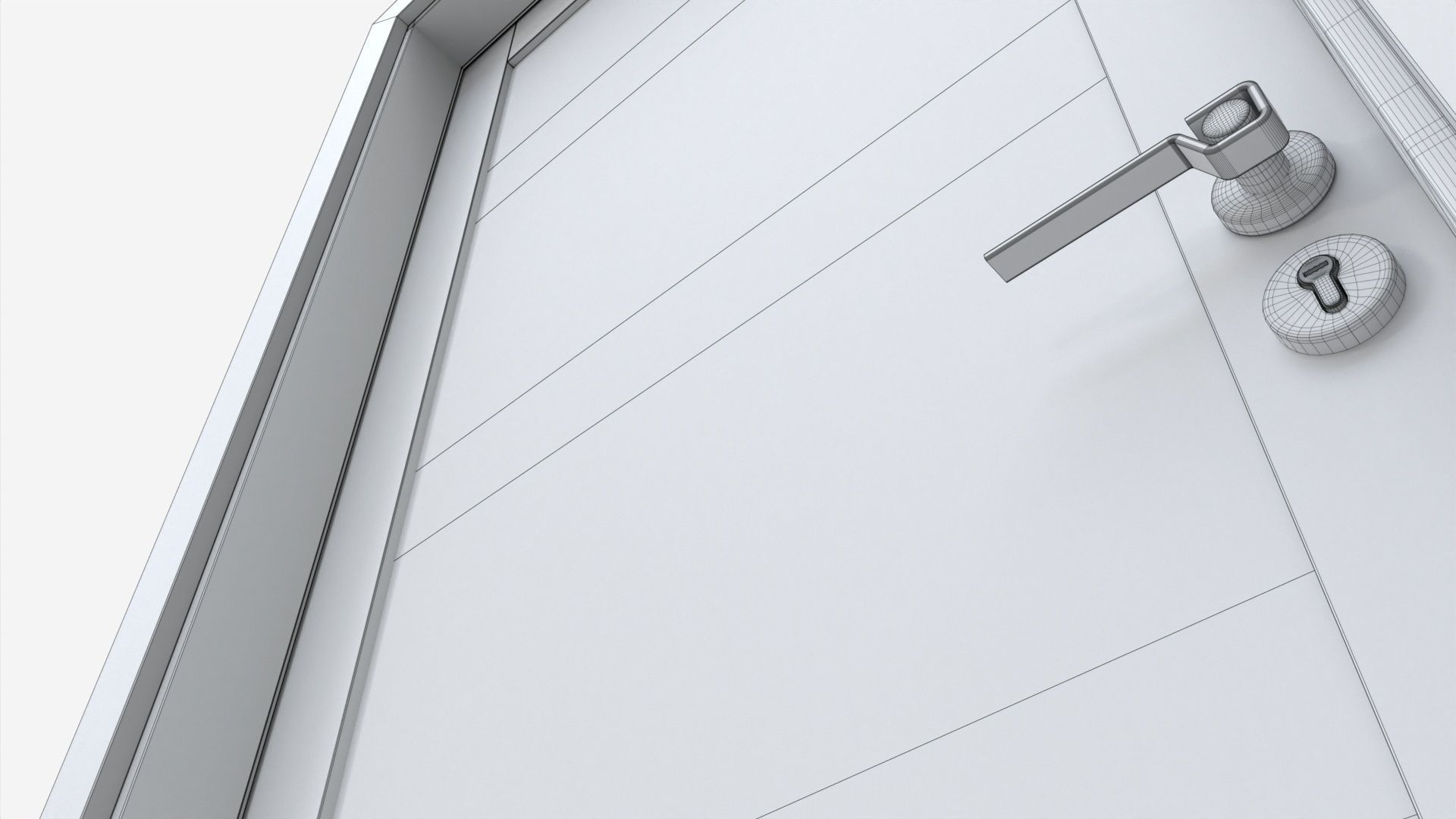 Modern Wooden Interior Door with Furniture 008 3D model_9