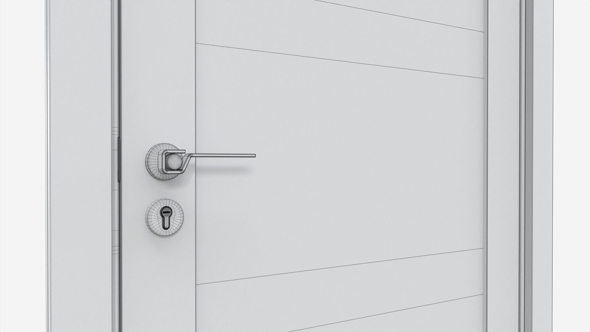 Modern Wooden Interior Door with Furniture 008 3D model_8