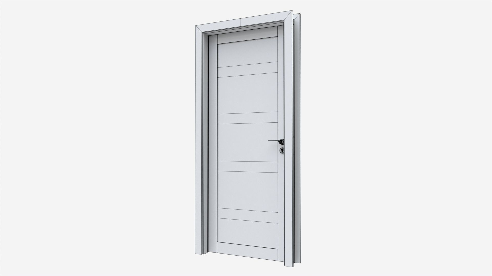 Modern Wooden Interior Door with Furniture 008 3D model_7