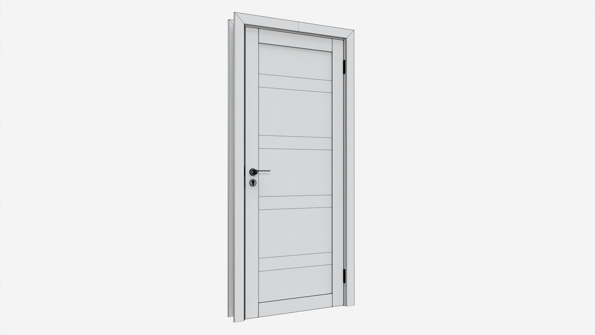 Modern Wooden Interior Door with Furniture 008 3D model_6