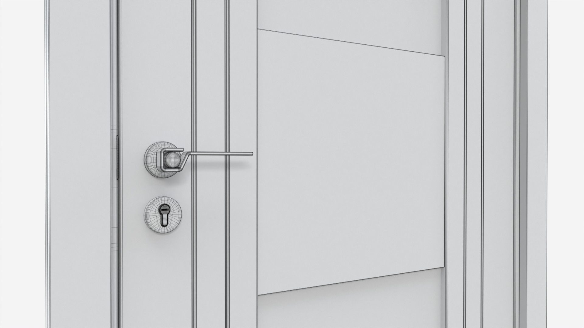 Modern Wooden Interior Door with Furniture 009 3D model_8