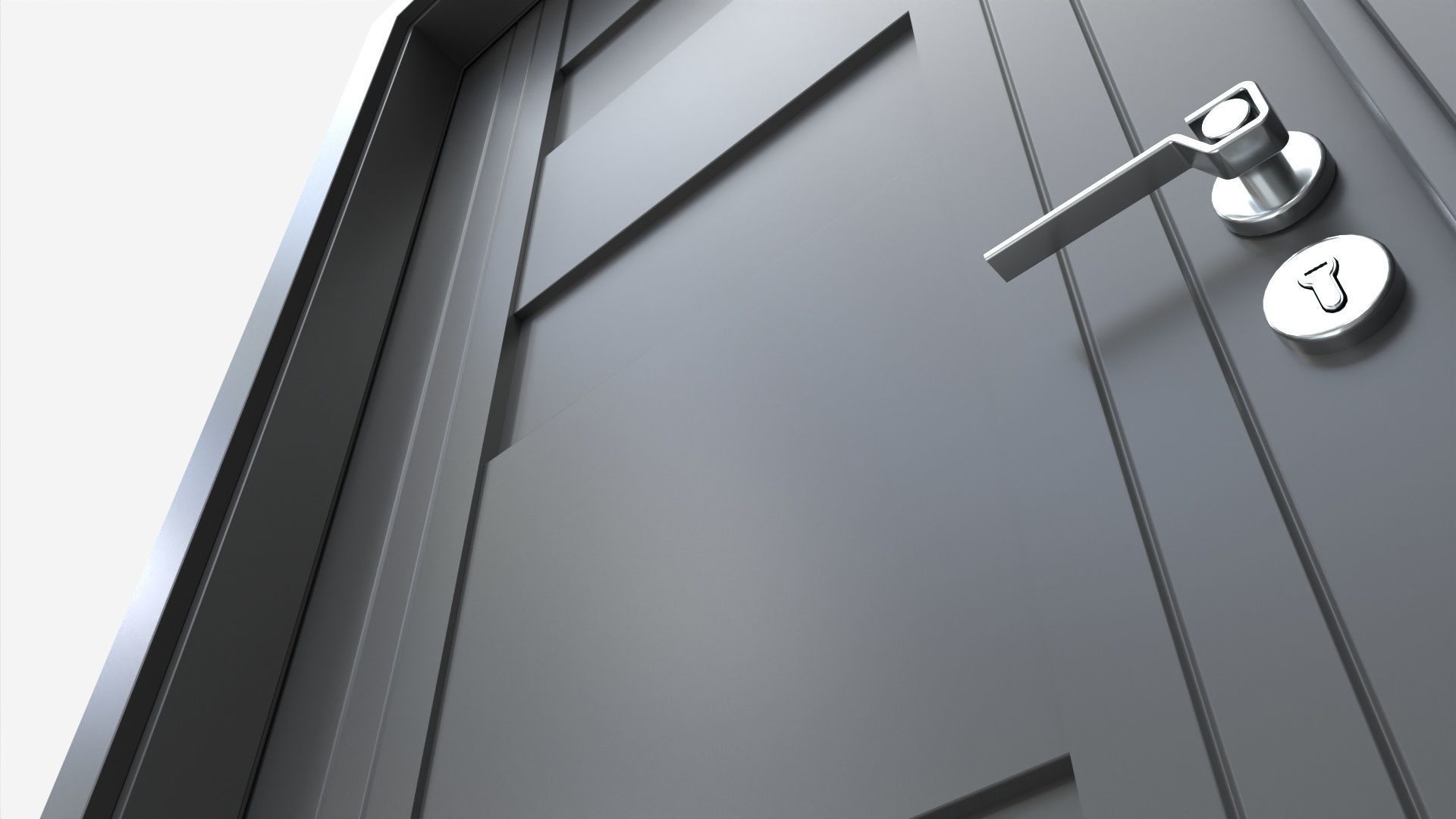 Modern Wooden Interior Door with Furniture 009 3D model_4