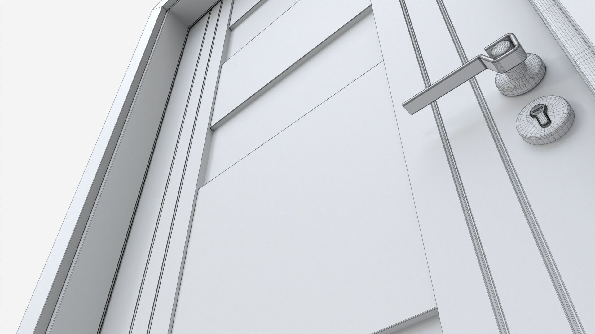 Modern Wooden Interior Door with Furniture 009 3D model_9