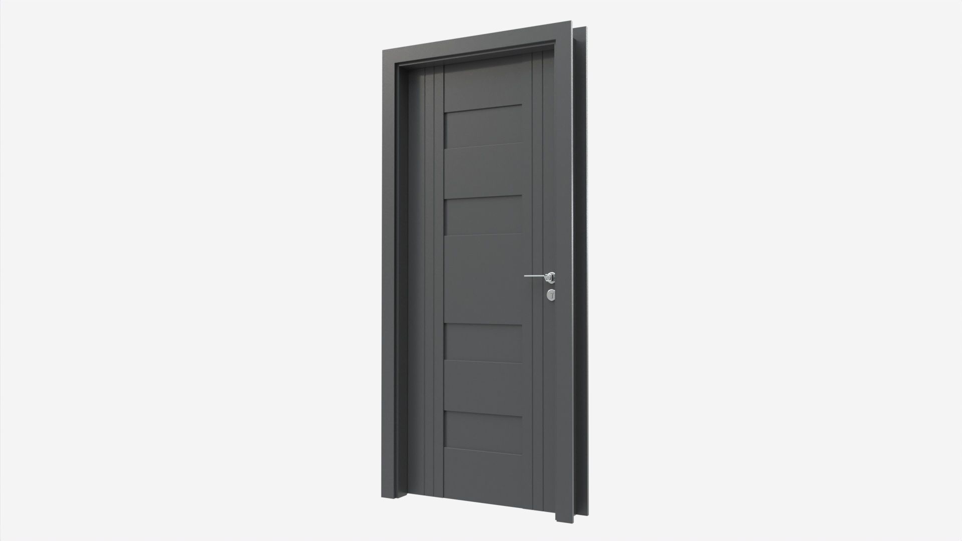 Modern Wooden Interior Door with Furniture 009 3D model_2