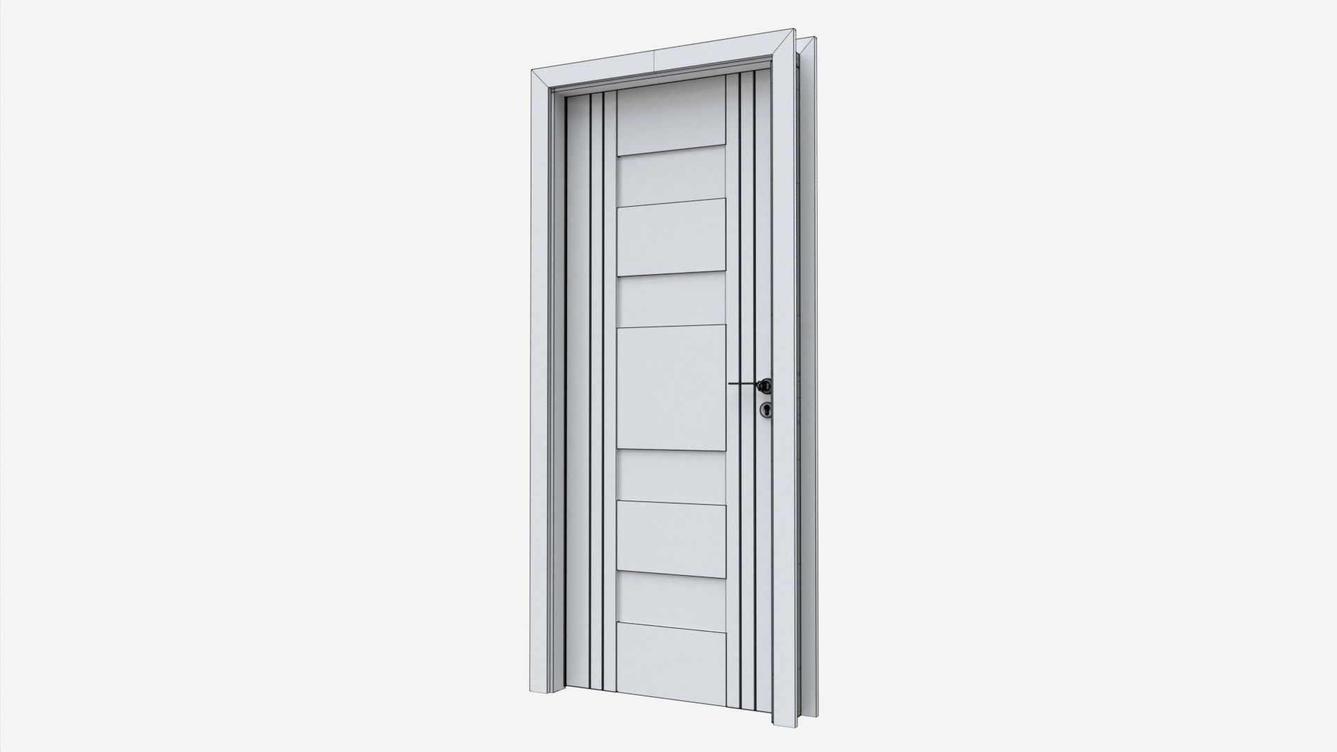 Modern Wooden Interior Door with Furniture 009 3D model_7