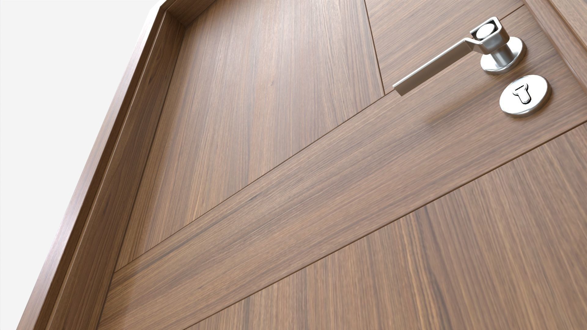 Modern Wooden Interior Door with Furniture 010 3D model_4