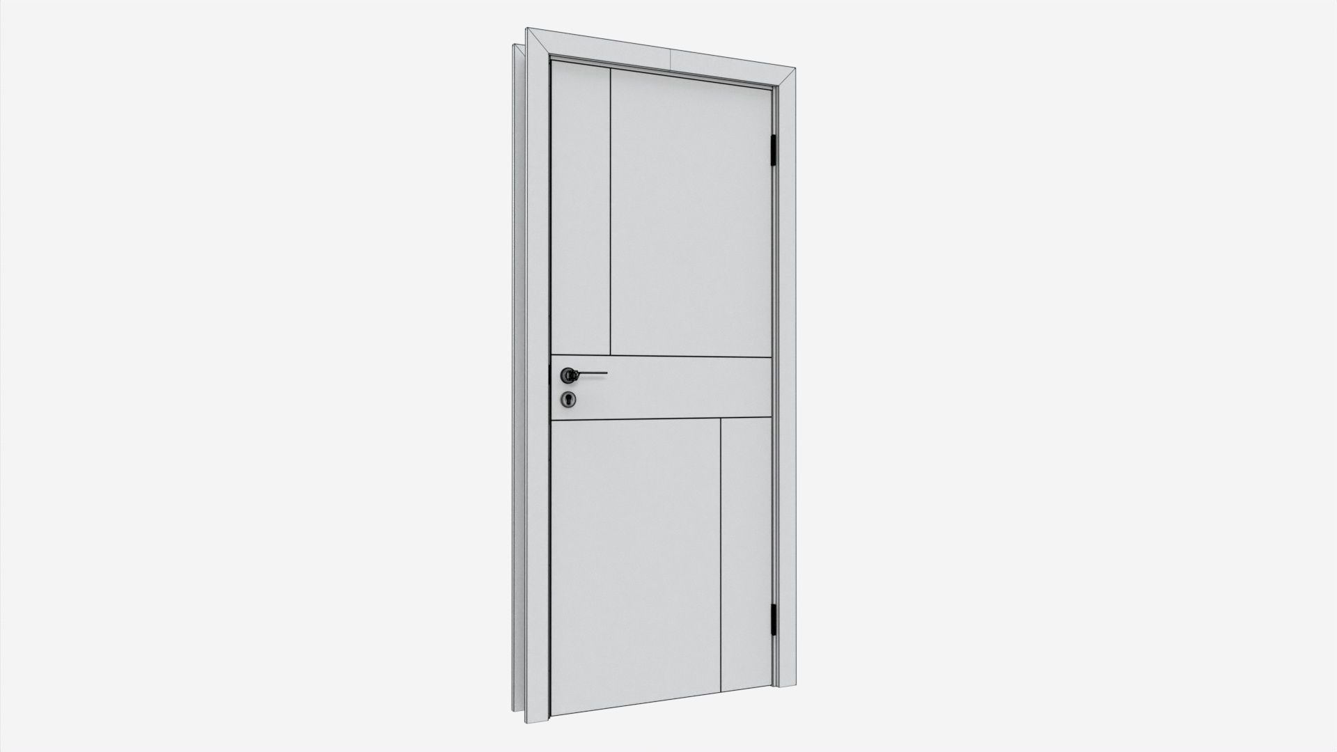 Modern Wooden Interior Door with Furniture 010 3D model_6