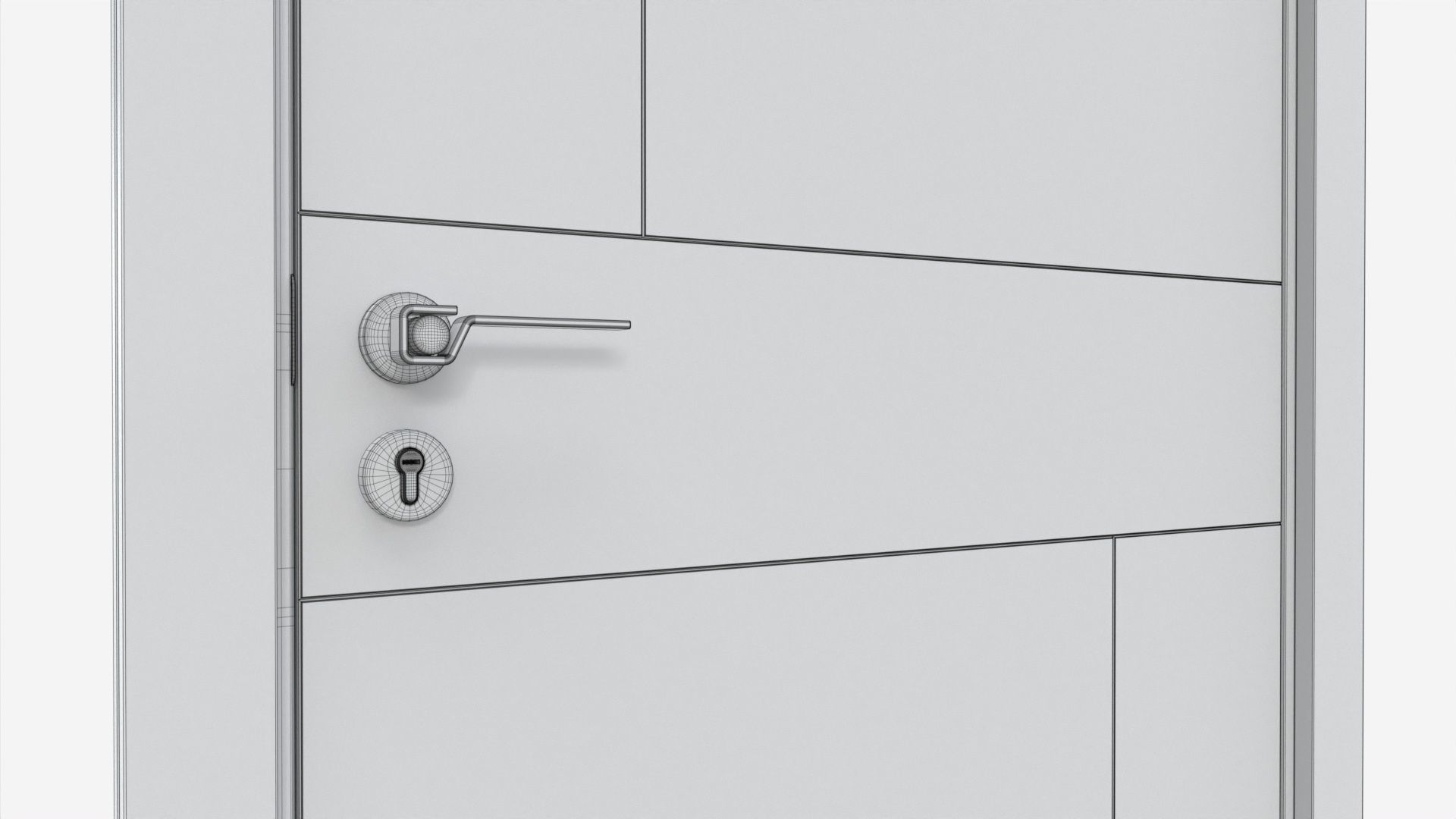 Modern Wooden Interior Door with Furniture 010 3D model_8