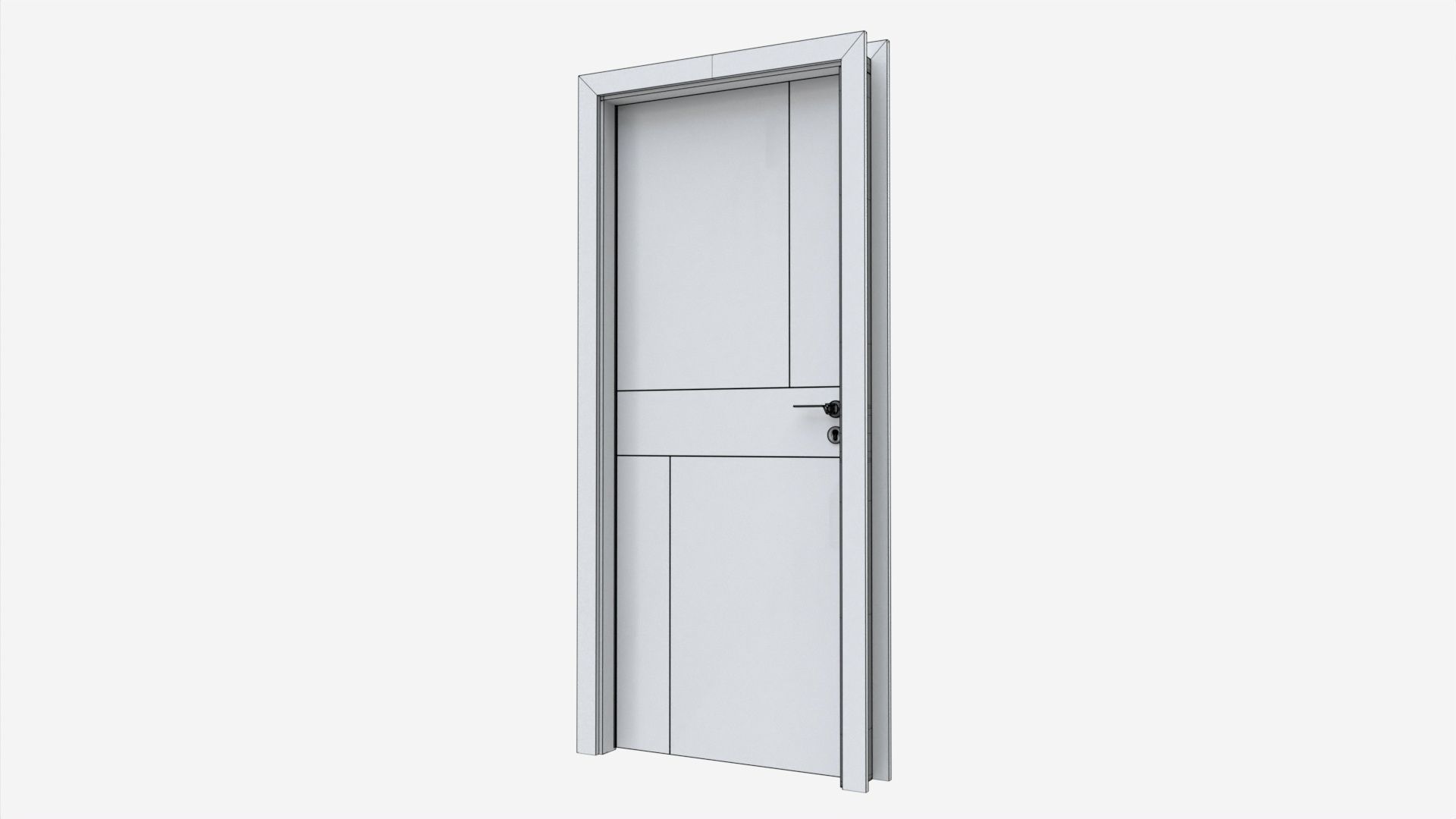 Modern Wooden Interior Door with Furniture 010 3D model_7