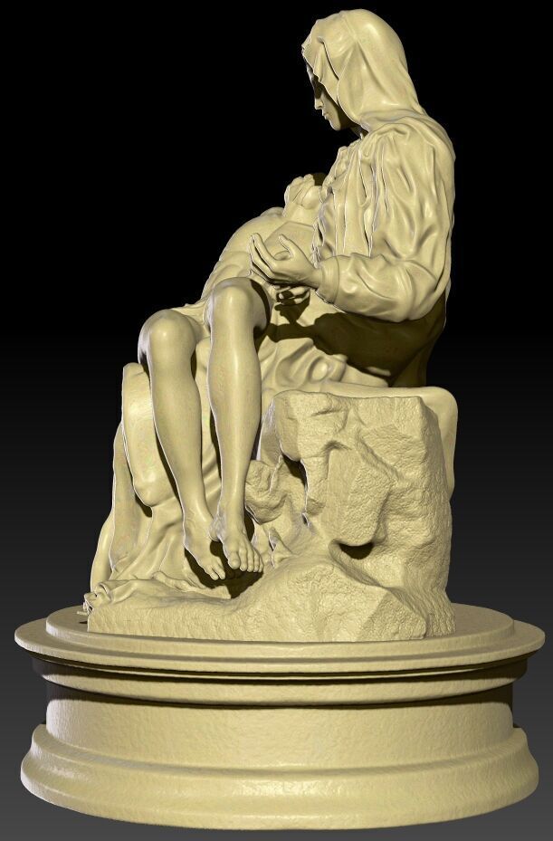 Pieta Michelangelo remastered full 3D print model_2