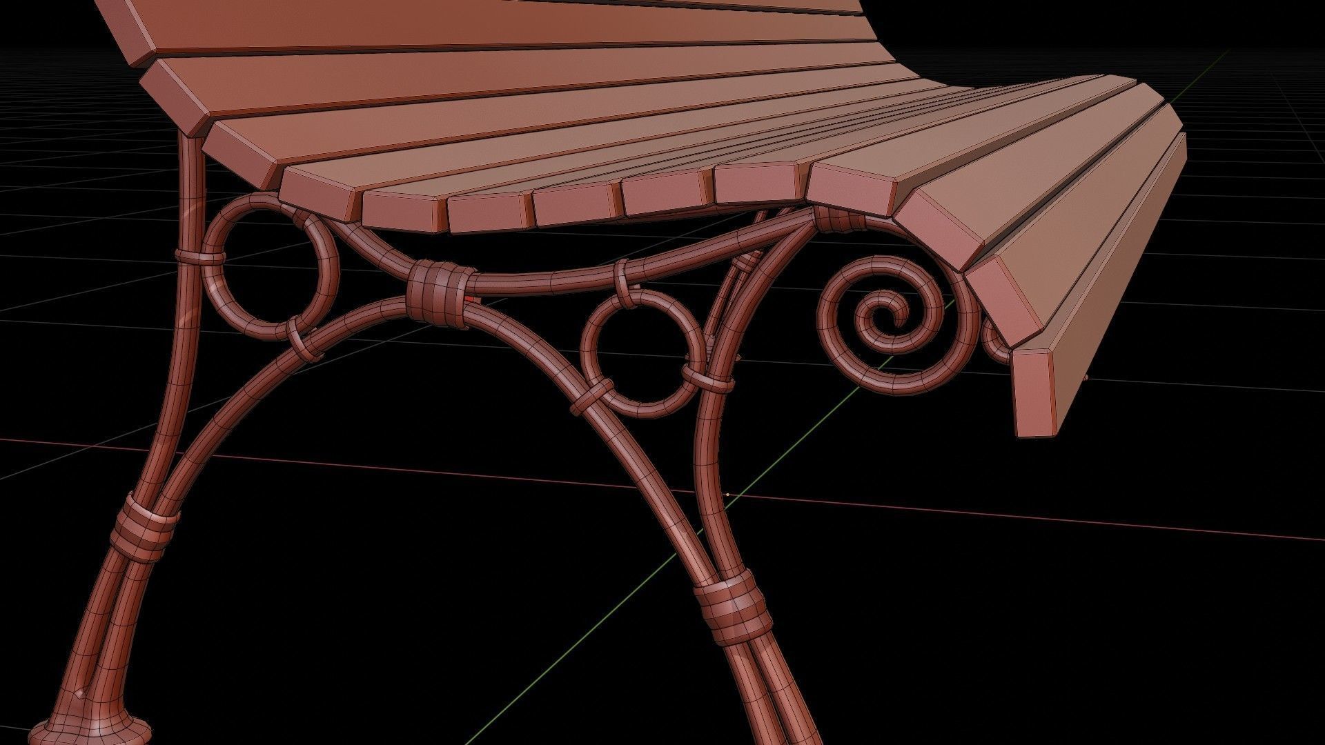 park bench 2k PBR low-poly Low-poly 3D model_9