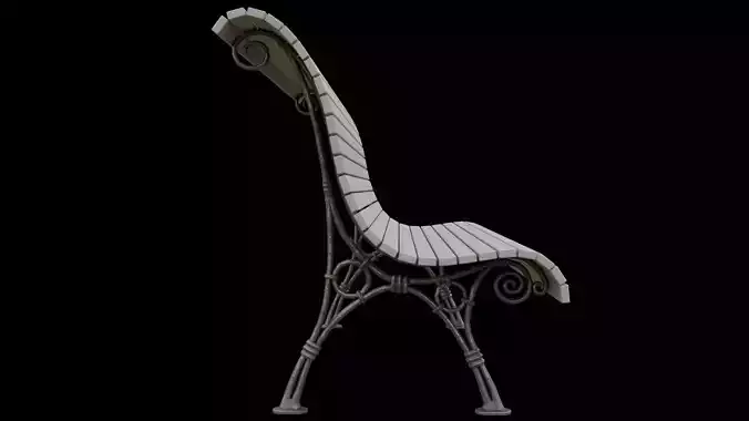 park bench 2k PBR low-poly