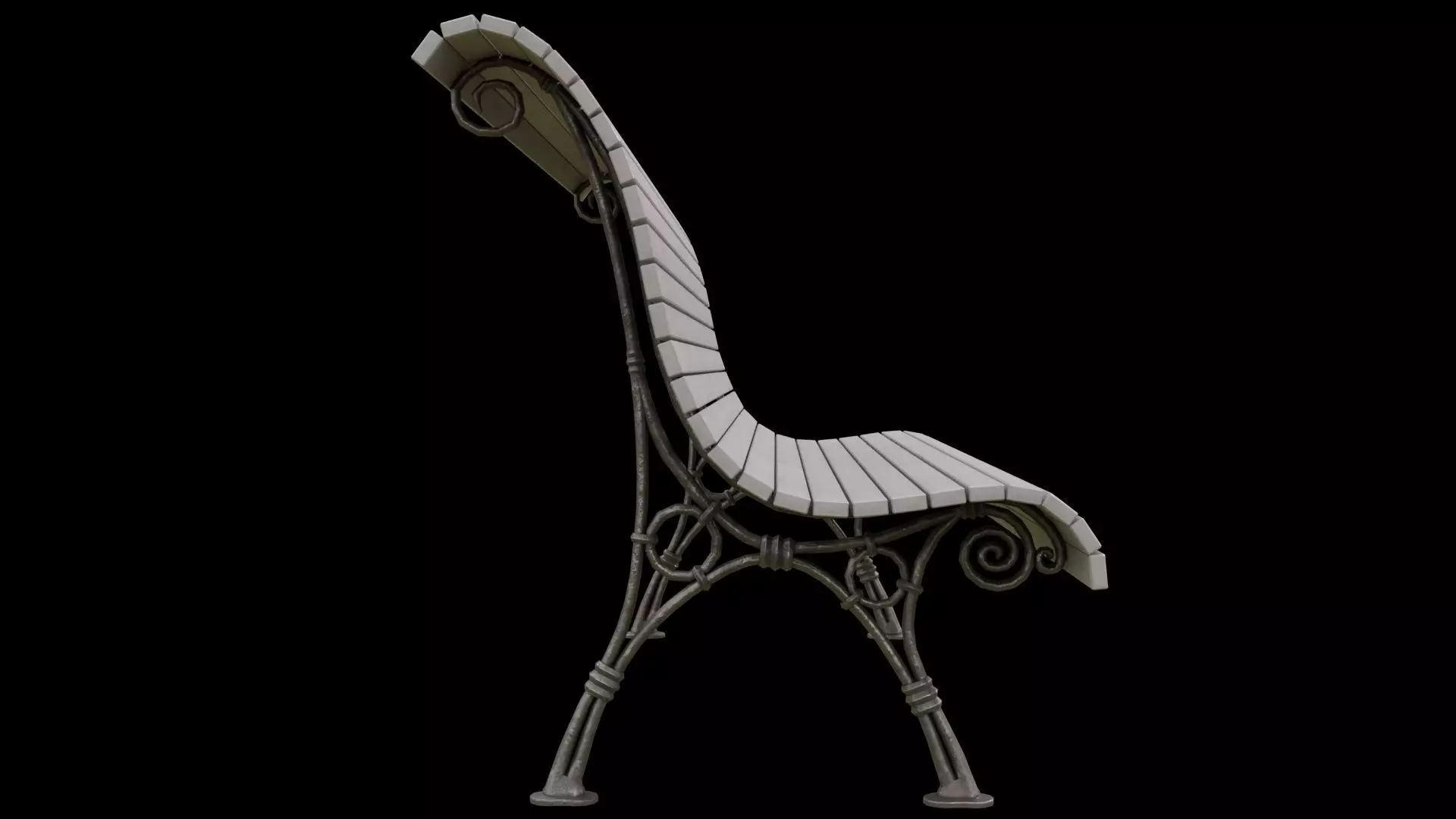 park bench 2k PBR low-poly Low-poly 3D model_0