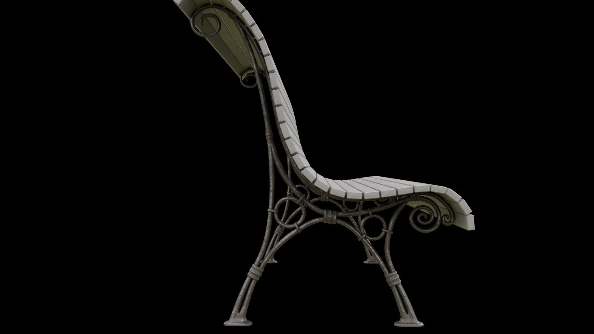 park bench 2k PBR low-poly Low-poly 3D model_10