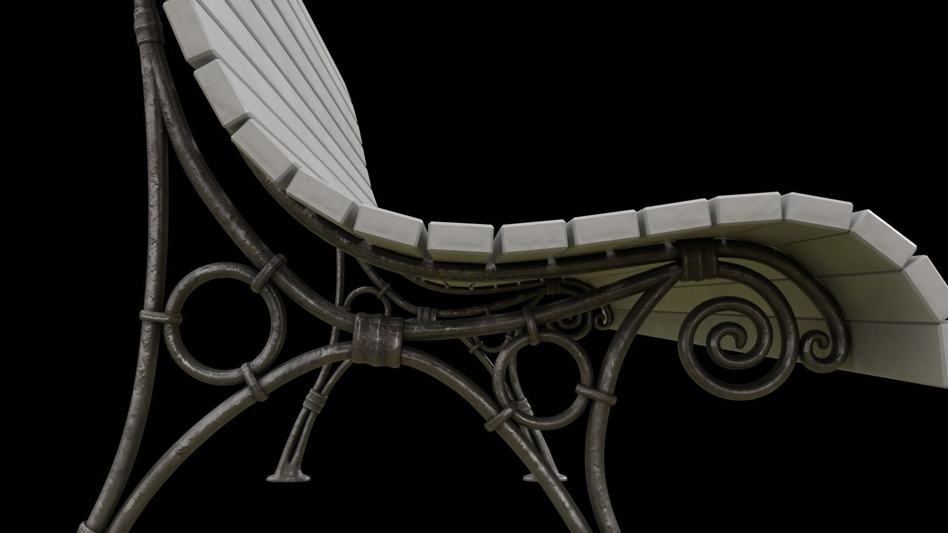 park bench 2k PBR low-poly Low-poly 3D model_12