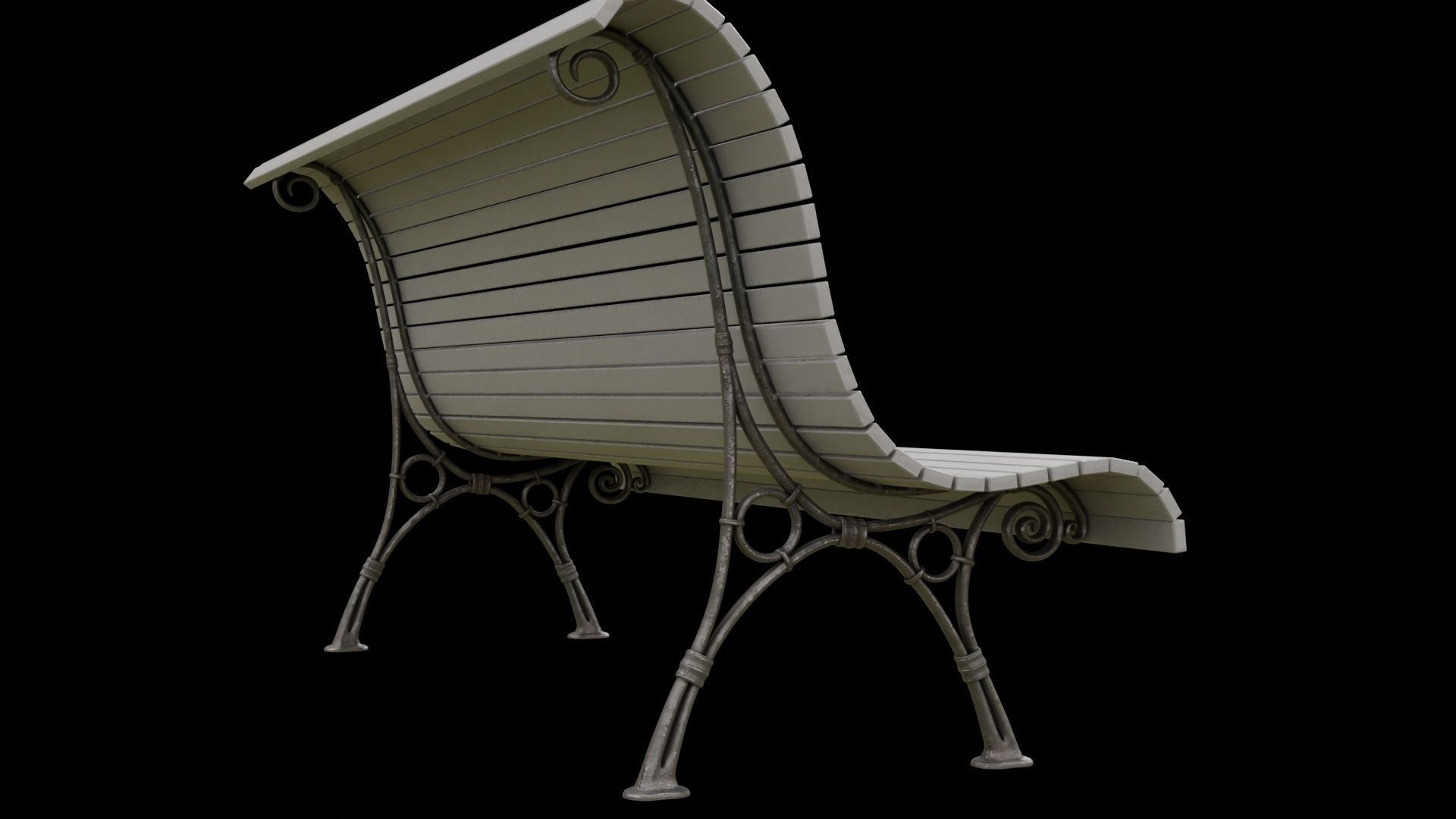 park bench 2k PBR low-poly Low-poly 3D model_11