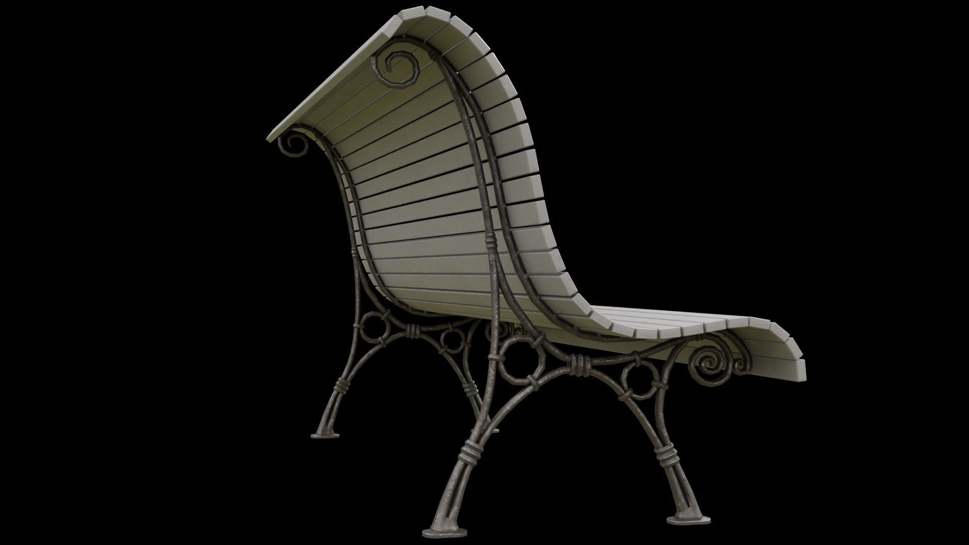 park bench 2k PBR low-poly Low-poly 3D model_8