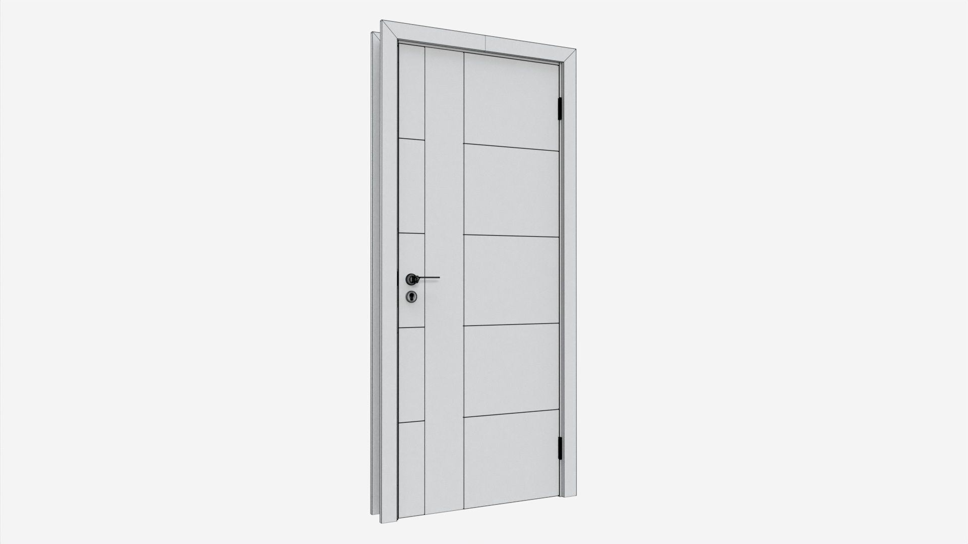 Modern Wooden Interior Door with Furniture 011 3D model_6
