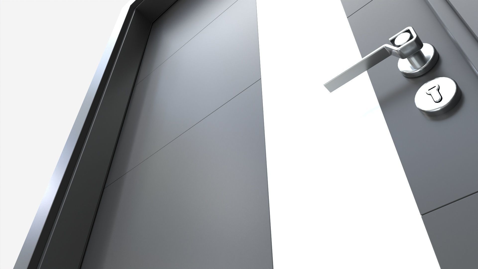 Modern Wooden Interior Door with Furniture 011 3D model_4