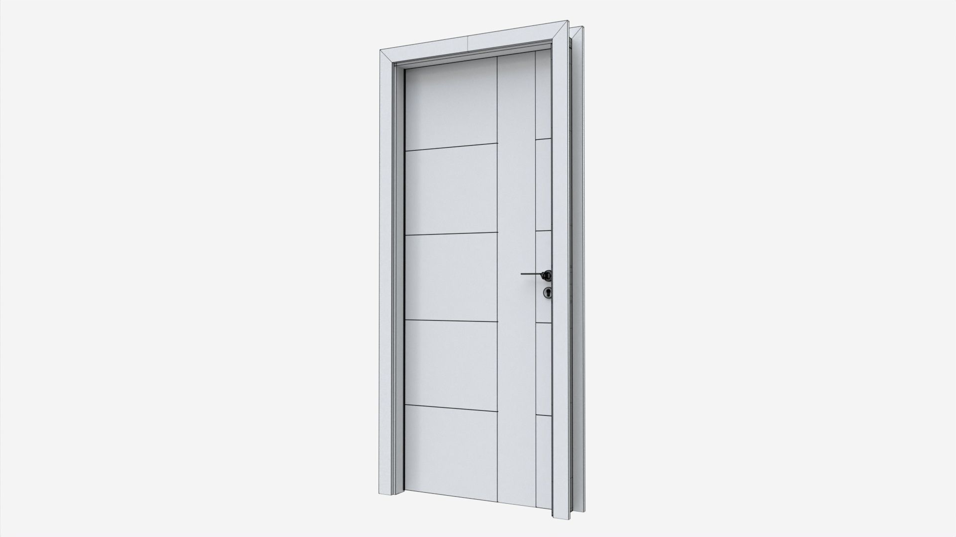 Modern Wooden Interior Door with Furniture 011 3D model_7